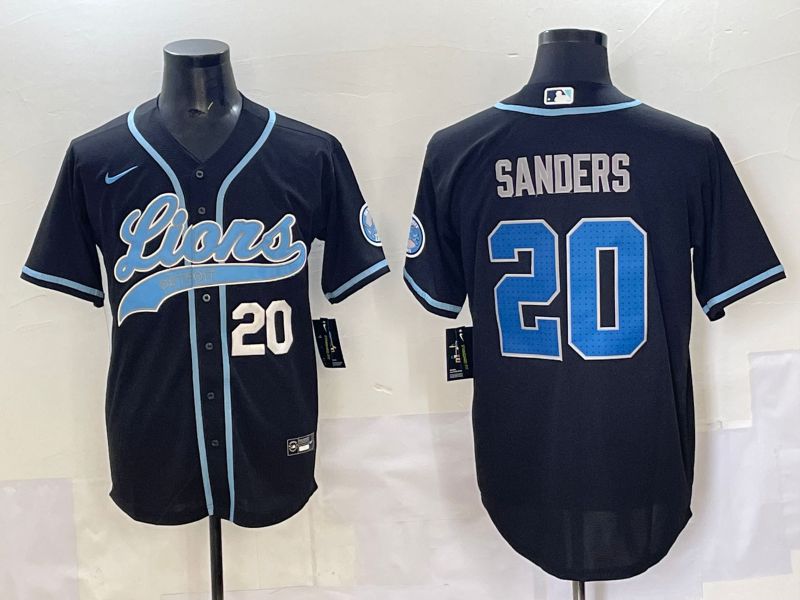 Men 2025 Detroit Lions #20 Sanders Black  joint name 2024 Nike Limited NFL Jersey style 3